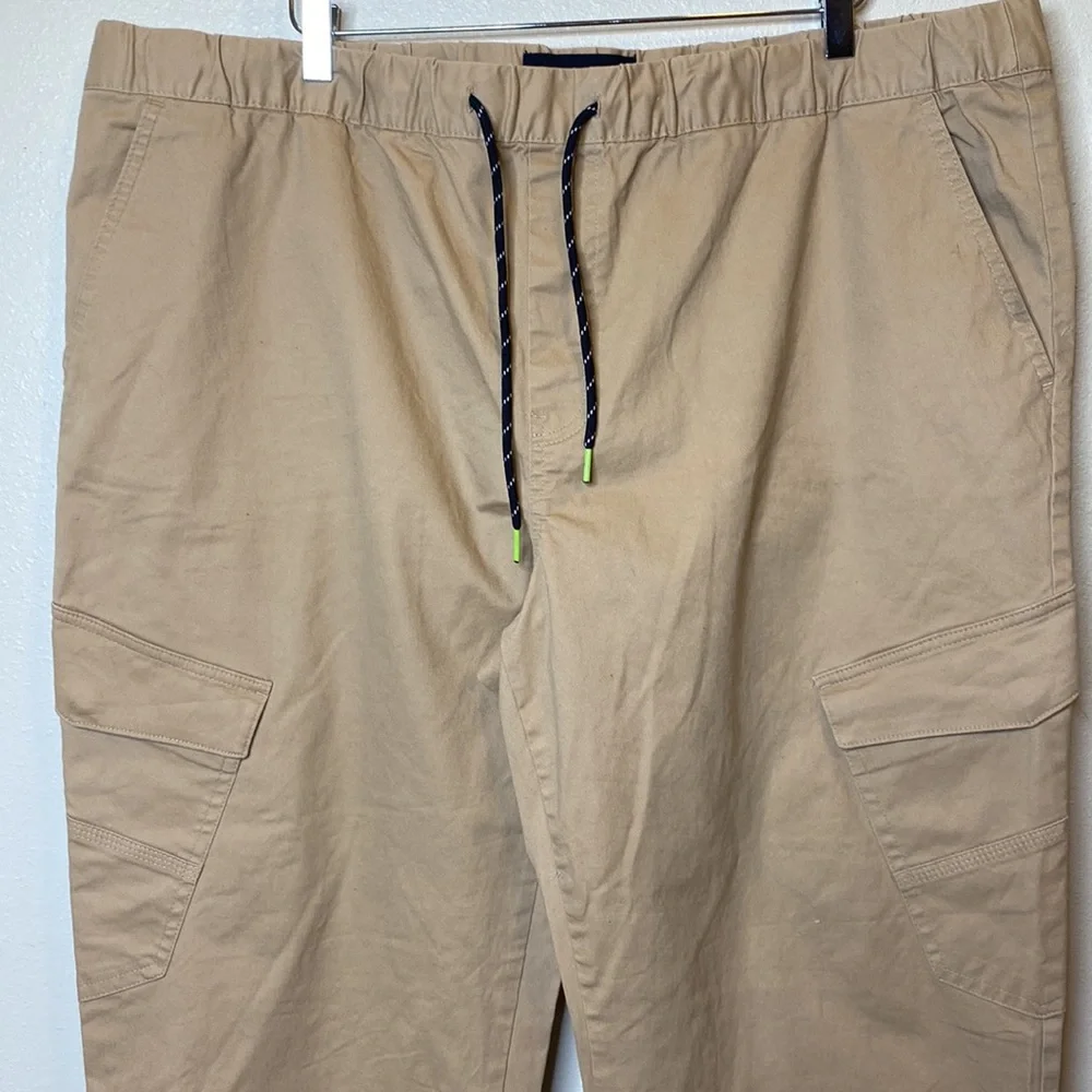Edgar Ash Men Tan Drawstring Elastic Comfort Waist Stretch Running Joggers XL - Picture 2 of 6